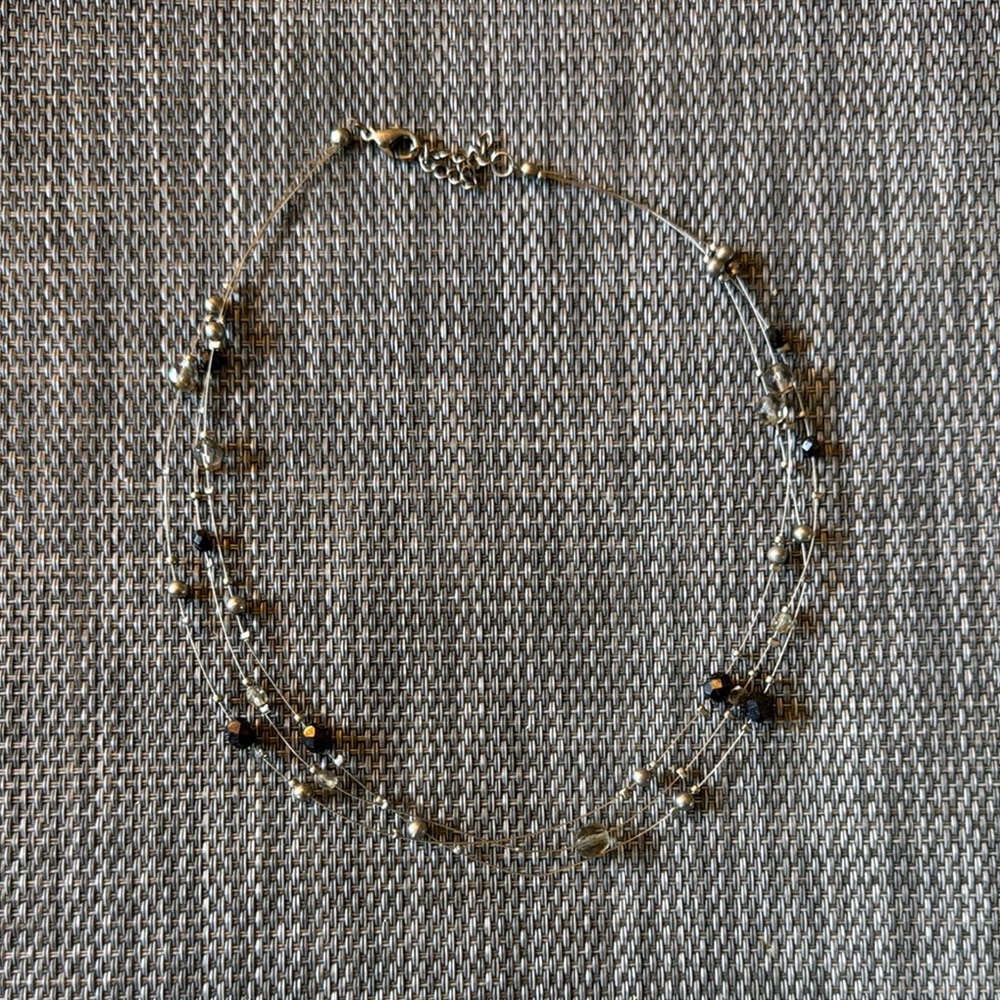 Elegant Silver and Black Beaded Necklace
